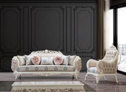 Sofagarnitur Klassische Luxus Sofas Sessel Wohnzimmer set 3+1Sitzer Chesterfield